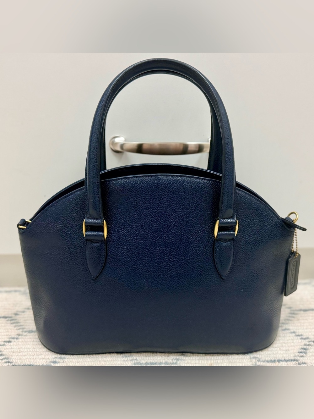 COACH Vintage 90’s Rare Y2K Navy Pebbled Leather Madison Satchel Made In Italy
